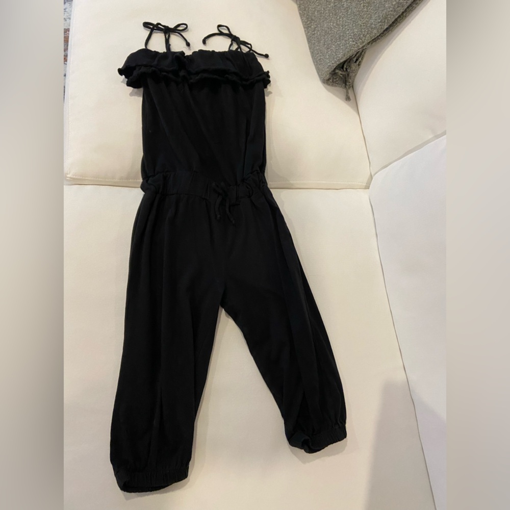 Kids Black Ruffle Jumpsuit